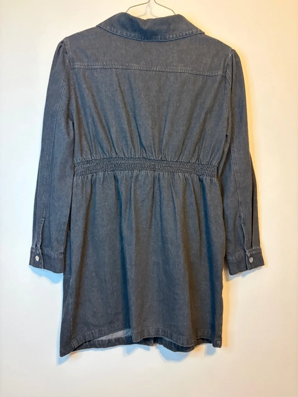 Pink Lily Dark Denim Button-Front Mini Dress - Charcoal Blue
